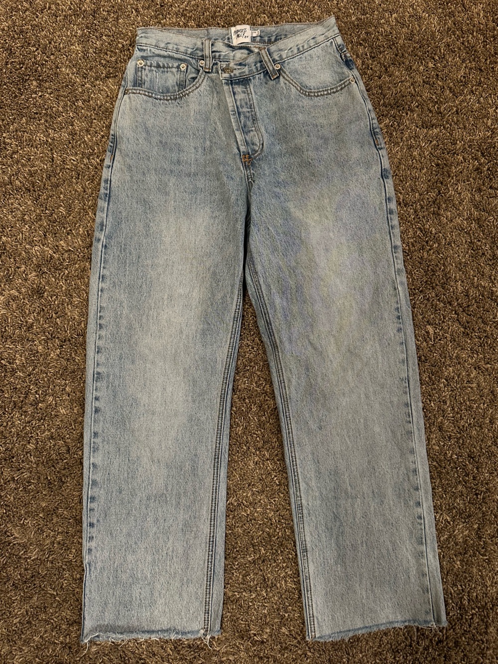 Princess Polly Light Blue High-Rise Straight Leg Jeans